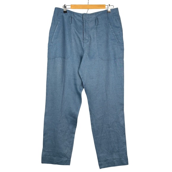 Lauren Ralph Lauren Pants - Lauren Ralph Lauren Womens 100% Linen Straight Leg Trousers Sz 10 Blue High Rise